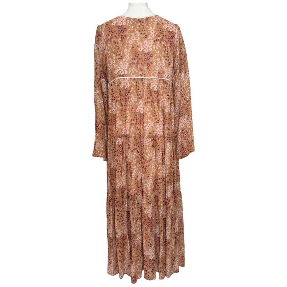 Christy Dawn Paloma Dress Rust Garden Floral Boho Maxi Peasant Prairie Size XS/S - Picture 12 of 14